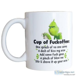 Cup of Fuckoffee Grinch Novelty Funny Christmas Coffee Mug Gift