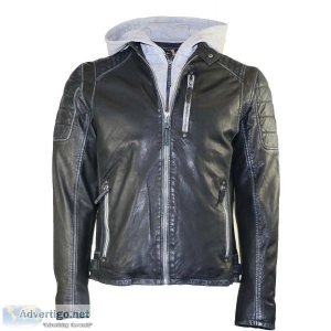 Shop Mauritius Hooded Leather Jacket for Men &ndash Zooloo Leath
