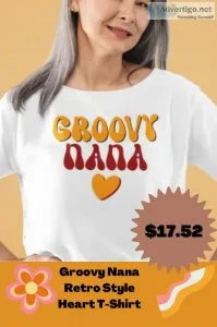 Groovy Nana Retro Style Heart T-Shirt