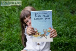 Educational Santa Claus Activity Book with Math quizzes and Sant