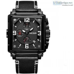 Buy The Best Men Leather Strap Square Quartz Wrist Watches