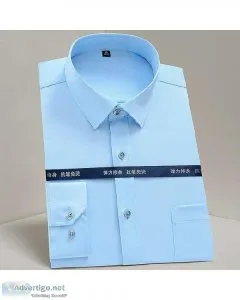 Mens Classic Non Iron Stretch Solid Easy Care Shirt with Pocket
