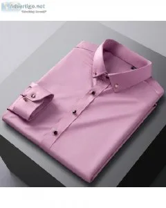 Men s Without Pocket Long Sleeve Stretchy Silky Wrinkle Free Cas