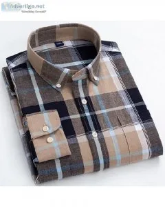Men s Classic Fit Casual Plaid Linen Cotton Long Sleeve Stripe C
