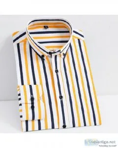 Men s Fashion Soft Casual Pocketless Long Sleeve Striped Shirts