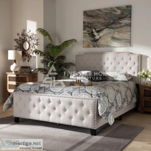 Enzers upholstered button-tufted panel bed