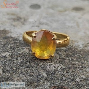Natural yellow sapphire ring, unheated & untreated pukhraj stone