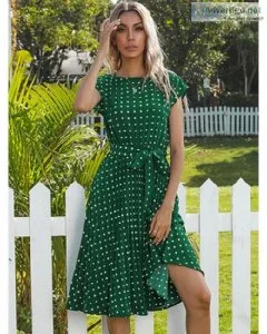 New Summer Polka Dots Sleeveless Pleated Dresses For Women