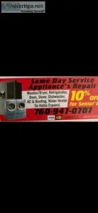 APPLIANCE REPAIR  AC and HEATING  ALL MAKES and MODELS