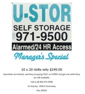 Manager s Special  U-Stor Greenway Self Storage