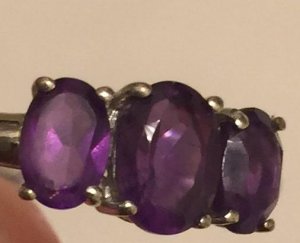 Sterling Silver 925 Amethyst Gemstone Ring Purple Gem