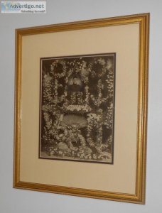 Vintage Goth Funeral Matted and Framed Picture