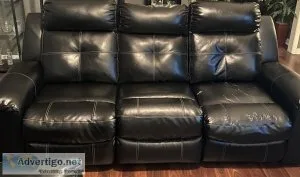 Black Leather Reclining Loveseat and Sofa