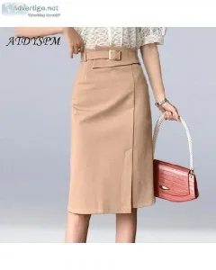 Elegant Split High Waist Straight Women Skirts