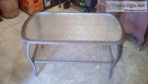 Glass top patio coffee table