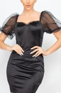 Lace sleeves black Mini dress