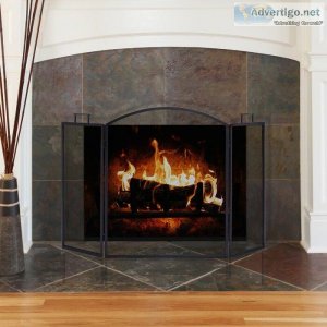 Gerika 3 panels steel fireplace screen
