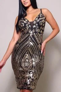 Spaghetti strap holiday Sequin Mini dress