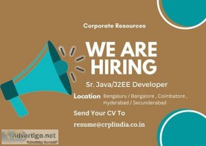 Sr.JavaJ2EE Developer 02 Jobs Vacancy- Crplindia.com