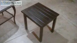 Glass top patio table and wooded end table