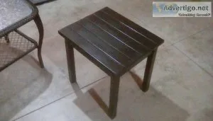 Glass top patio table and wooded end table
