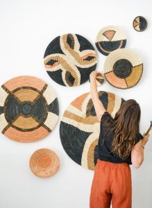 Buy sabai grass handwoven wall baskets | hanging wall decor plat