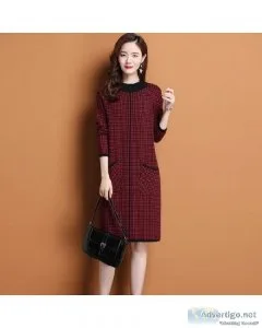 Autumn Winter Women Plaid Casual Fashion Thick Plus Velvet Knit 