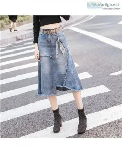 Women Denim Spring Summer Fashion Casual Medium-long Package hip
