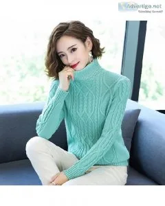 New Women Autumn Winter Casual Fashion Warm High Collar Thick Kn