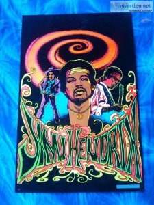 JIMI HENDRIX BLACKLIGHT POSTERFELT &copy1975 DYNAMICCOLLECTOR SE