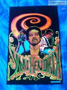 JIMI HENDRIX BLACKLIGHT POSTERFELT &copy1975 DYNAMICCOLLECTOR SE