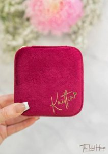 Magenta Personalised Velvet Jewellery Box for Women - The Label 