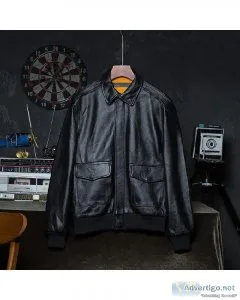 100% Natural Cowhide Classic Military Flight Men Leather Jacket
