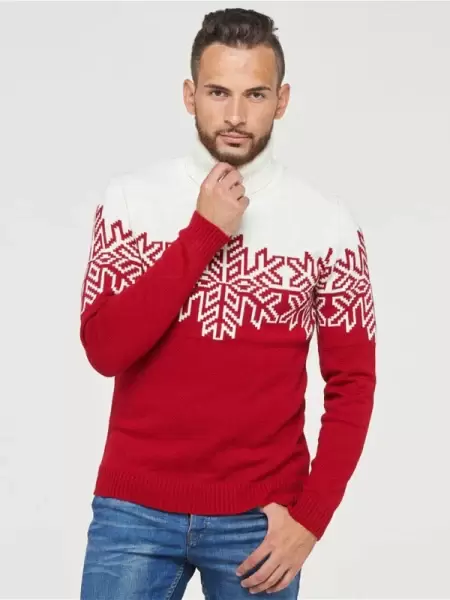 Christmas Red Mens Jacquard Sweater