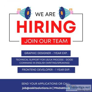 We are hiring for the below position