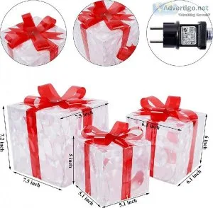 Lulu Home Christmas Lighted Boxes Set of 3 60 LED Light Up Decor