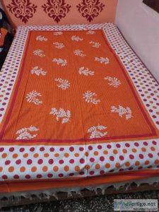 Printed glace cotton single bedsheets with pillow cover