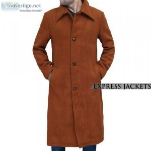 Tan wool top coat for men s