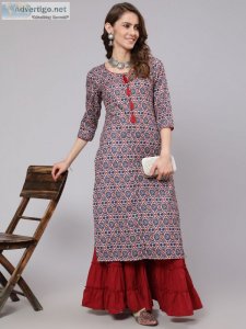 Get the perfect traditional look with kurta and sharara - shop o