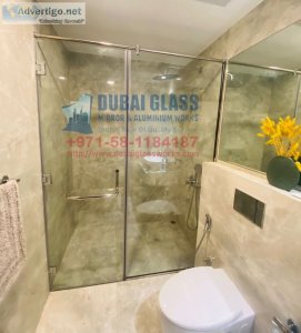 Shower enclosure with glass