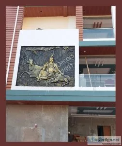 Ganesh with cow elevation mural design from shankarampet