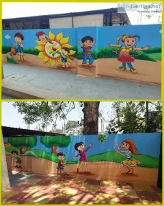 Play school boundary wall painting from kamareddy