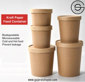 Buy disposable kraft paper food containers with lid from gujarat