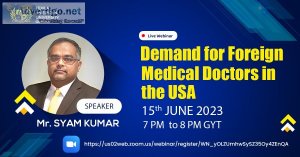 Webinar-demand for foreign medical doctors in the usa