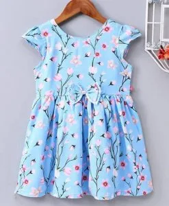 Buy twetoons knee length frock floral print- pink & blue