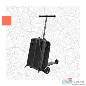 Black scooter with suitcase