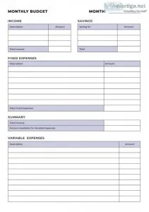 Budget tracker calendar from printables