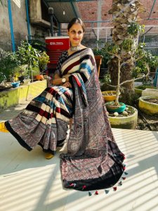 Manmouji: ajrakh modal silk saree