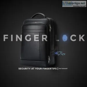 Biometric finger unlock leather bag pack