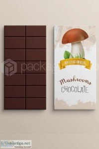 Mushroom chocolate bar packaging